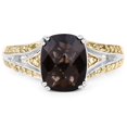 thumbnail image 3 of 2.44 Carat Genuine Smoky Quartz, Yellow Diamond & White Diamond .925 Sterling Silver Ring QJ Model, 3 of 3