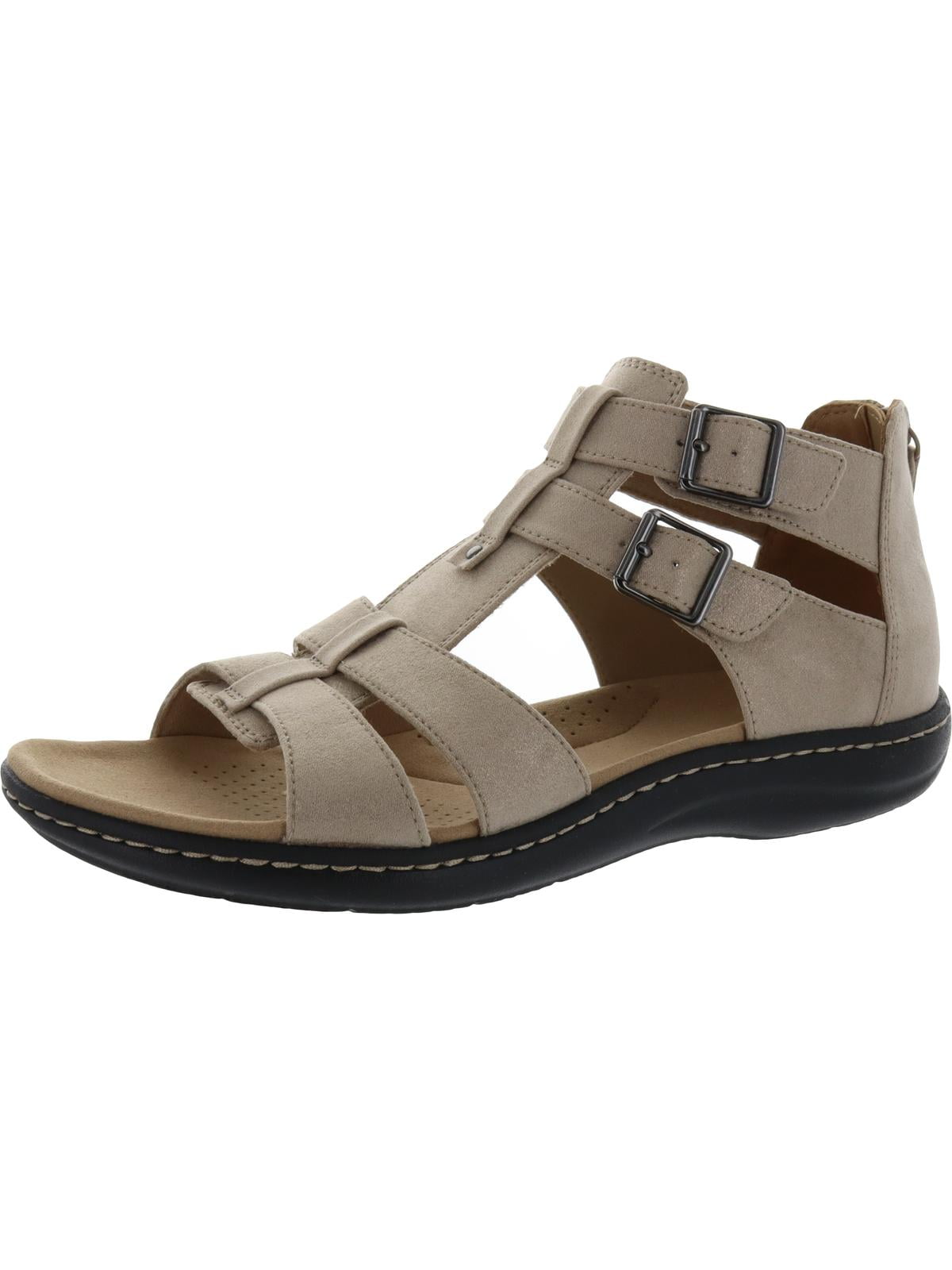 Clarks Womens Flat Sandal 6 Metallic Leather - Walmart.com
