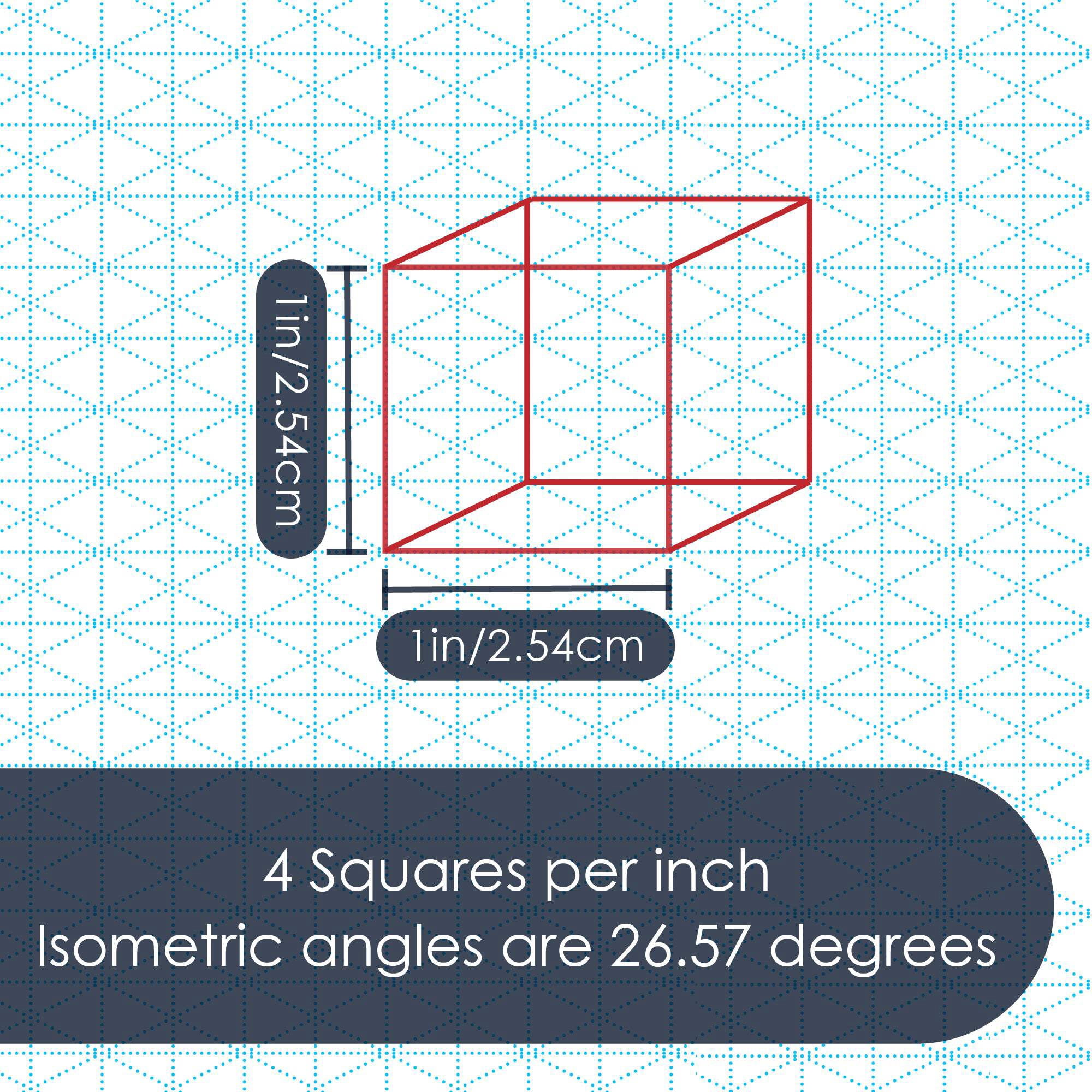 8.5" x 11" Isometric Graph Paper 50 Sheets Landscape - 0.25" Grid, Non-photo Blue, High Brightness, Drafting, Engineering, Art, 3D Design (3-Pack)