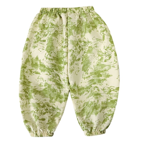 CPNG Unisex Toddlers Baby Boys Girls Casual Wide Leg Sweatpants Elastic Waist Loose Pants Mosquito-Proof Pants(Green,4-5 Years)