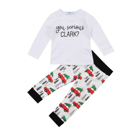 Car Outfit Newborn Infant Baby Car Christmas Clothes Long Sleeve T-shirt Tops +Long Pants Outfits 3Pcs Set 3-4T ()