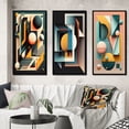 thumbnail image 1 of Designart "Geometric Nostalgia Retro Elementary Style I" Modern Geometric Framed Wall Art Set Of 3 - Blue Abstract Geometric Frame Gallery Set For Office Decor, 1 of 6