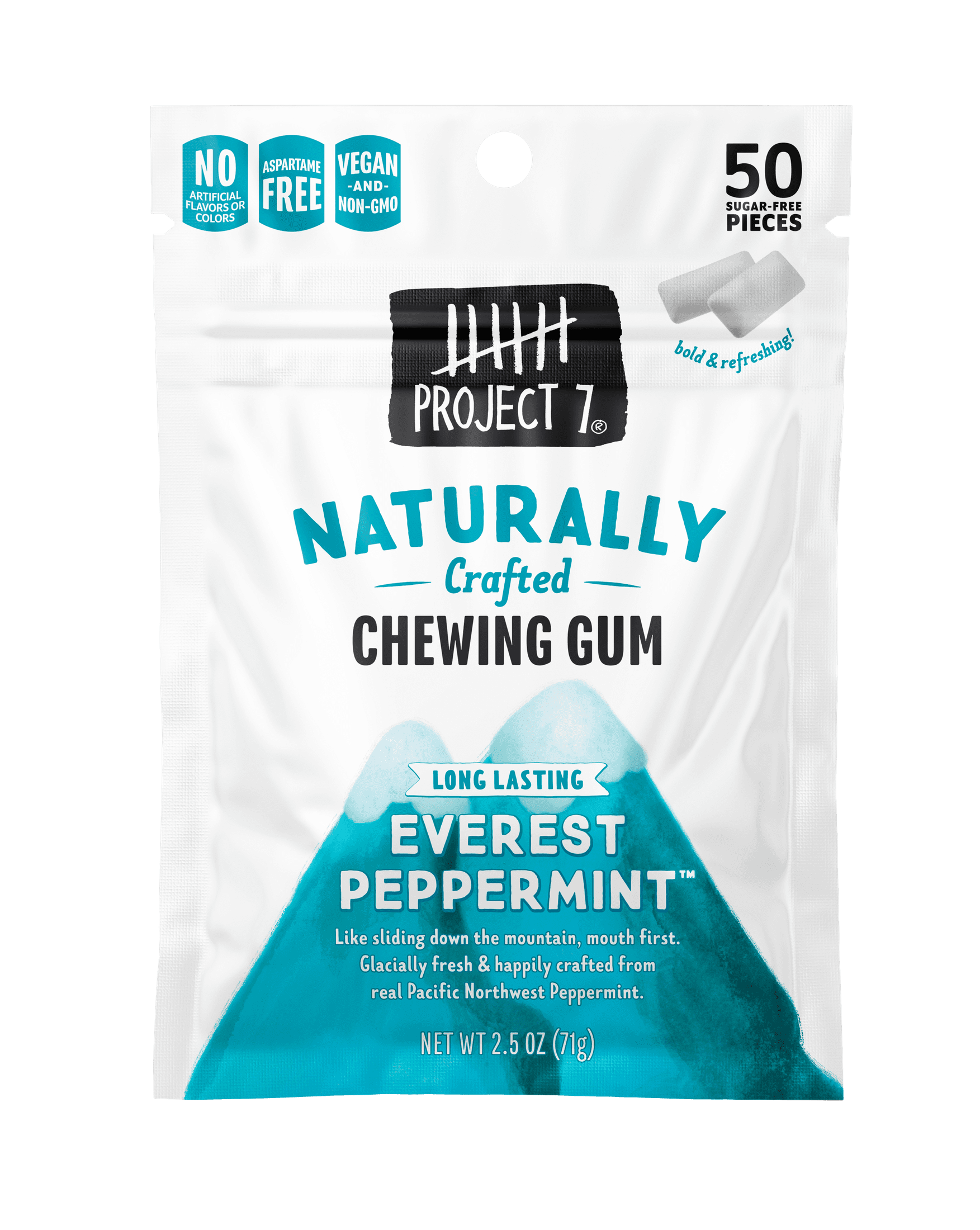 Project 7 Everest Peppermint Sugar Free Chewing Gum, 50 Pieces