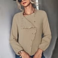 thumbnail image 1 of Blusa De Cuello Redondo Con Volantes, Transpirable, De Color Sólido, Asimétrica, Con Botones, Puños Ajustados, Cómoda Para La Cita ANGGREK No, 1 of 7