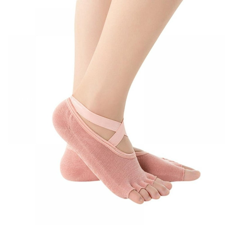 HOTWINTER Yoga Socks for Women with Grips,Non-Slip Five Toe Socks for  Pilates,Barre,Ballet,Fitness 