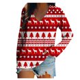 thumbnail image 2 of Pntutb Mujer Casual Navidad Impreso Pullover Cuello en V Blusa de manga larga tops Pntutb Pntutb-751, 2 of 5