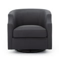 thumbnail image 3 of Swivel Velvet Accent Chair, Upholstered Swivel Barrel Chair with Metal Base Armchair for Living Room, 360 Degree Round Barrel Chair in Performance Fabric for Bedroom, Lounge, Hotel, Nursery, Dark Gray, 3 of 7