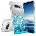 thumbnail image 4 of Compatible for Samsung Galaxy Note 8 Case, with [Temper Glass Screen Protector] SOGA Diamond Glitter Liquid Quicksand Cover Cute Girl Women Phone Case [Clear/Teal], 4 of 6