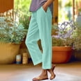 thumbnail image 2 of Womens Pants Women's Loose Pocket Patchwork Cotton And Linen Casual Pants, 2 of 5
