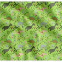 Soimoi Cotton Poplin Fabric Leaves,Floral & Dinosaur Jungle Print Fabric by The Yard 56 Inch Wide