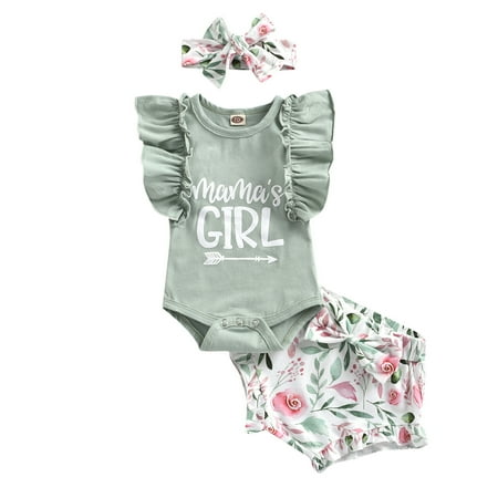 

LBECLEY Summer Outfits for Girls Toddler Tops Outfits Fly Sleeve Tops Daily 3Pcs Outfits Girl Baby Blanket Bow Girls Sweatshirt Toddler Undershirts Green 100
