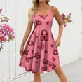 thumbnail image 5 of Valentine's Day Dress for Women Sleeveless Spaghetti A Line Strap Dresses Print Casual Scoop Neck Midi Summer Sundress Hot Pink 2XL, 5 of 6