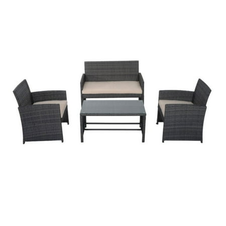 Conversation Piece Collection - Outsunny Rattan Wicker 4 Piece Outdoor Conversation Set
