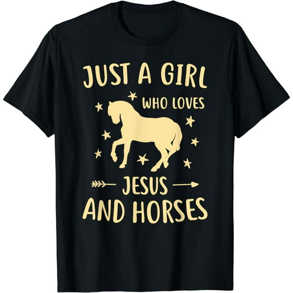 Horse Shirts For Women Teen Girls Jesus And Horses T-Shirt