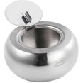 thumbnail image 1 of Modern stainless steel tabletop ashtray with lid for indoor or outdoor use, perfect for the home, 1 of 4
