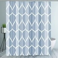 thumbnail image 1 of Dark Blue Geometric Shower Curtain,Waterproof Design and Polyester,Quick-Drying, Weighted Hem, Blue Fabric Shower Curtains Set for Bathroom W 72 x H 78,Durable and Washable with 12 Hooks, 1 of 5