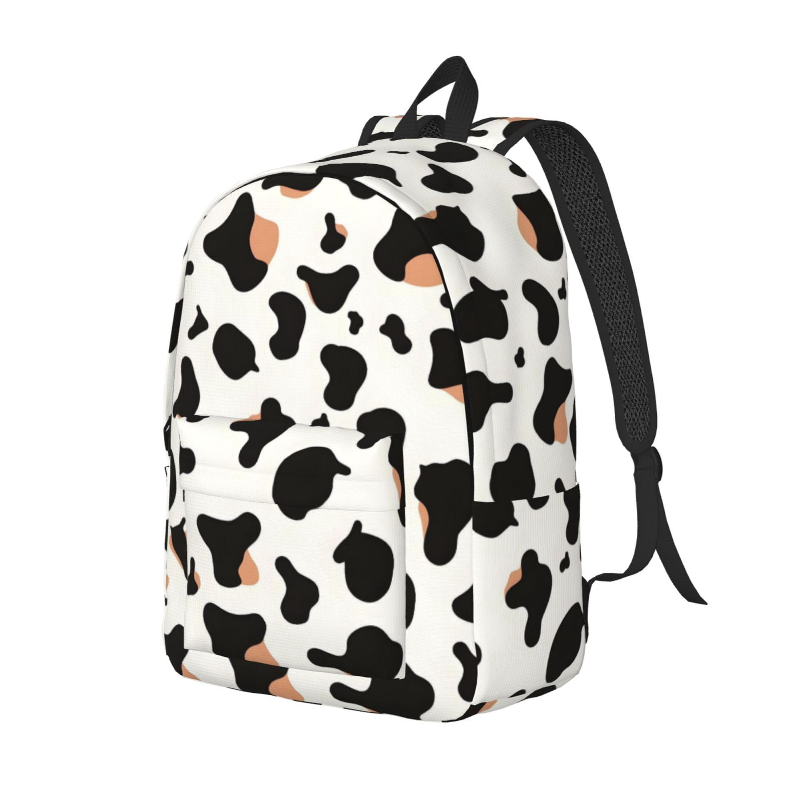 Casual Canvas Backpack Without Interlayer Large Capacity Stick Bag Design For Outdoor Shopping Office Outdoor Sports Simple Cow Print Pattern1_1 Medium