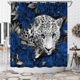 thumbnail image 1 of Cortina de ducha con estampado de leopardo y safari africano para decoración de baño, tela de poliéster, 72 x 72 pulgadas (azul), 1 of 4