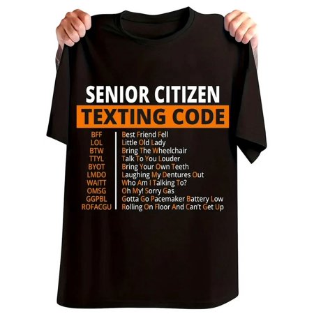 Usa Made High Quality Cotton Classic Fit Senior Citizen Texting Code T-Shirt