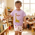 thumbnail image 3 of Girls Summer Shorts Set 2 Piece Cotton Clothes Outfits Cute Short Sleeve T-shirt & Shorts Sets Pink 1-2Years, 3 of 6
