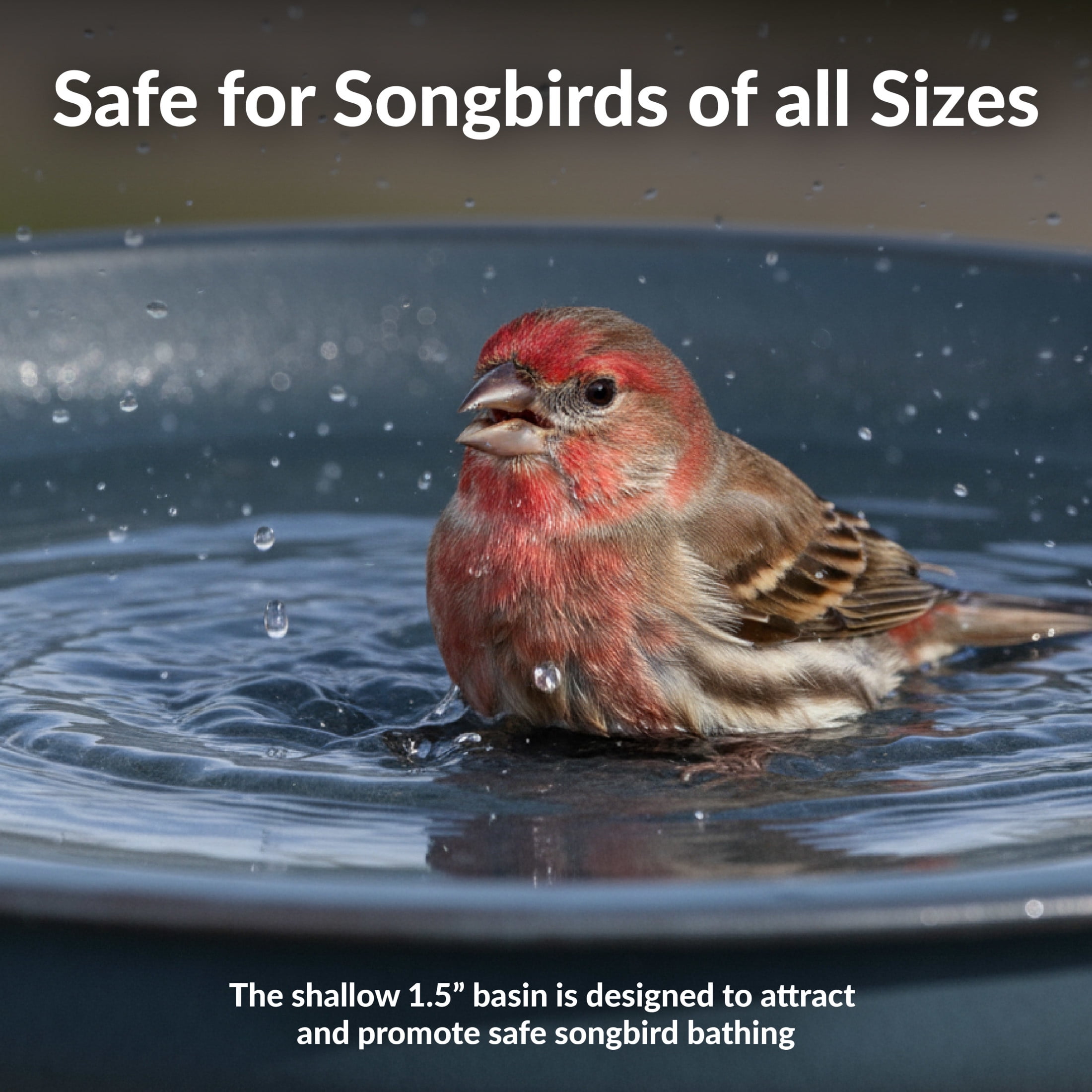 Sunnydaze Gleeful Garden Freestanding Metal Outdoor Bird Bath, UV-Resistant Matte Blue