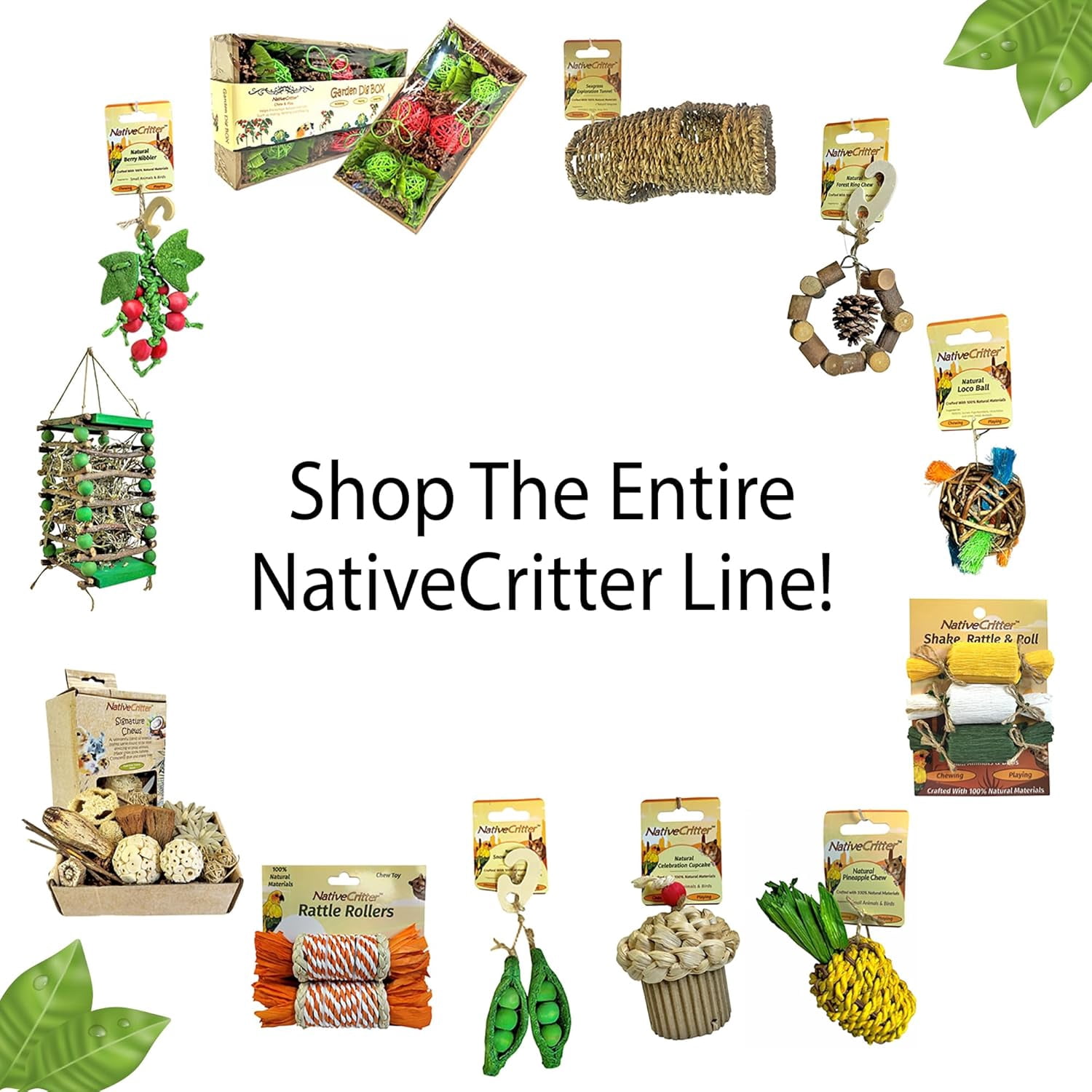 Exotic Nutrition Woodland Accessory Bundle - Natural Wood Chewing Cage Toys - Chinchilla, Hamster, Squirrel, Gerbil, & More Small Pets