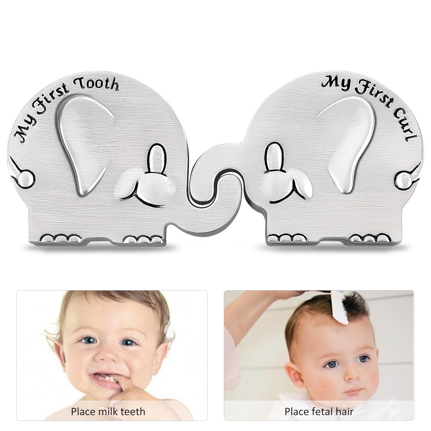 Kids First Curl and Fairy Tooth Keepsake Box Christening Gift Keepsake Tin for Newborn Gift Shower Footprint Shape 