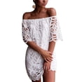 thumbnail image 1 of Vestido PRETTYGARDEN Mini Blanco de Encaje Floral con Hombros Descubiertos Talla S, 1 of 8