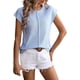 thumbnail image 4 of iZZZHH Camiseta casual de punto de manga corta de color sólido con cuello redondo para mujer Camisas de trabajo ajustadas para mujer, 4 of 5