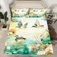 thumbnail image 2 of Manfei Pink Lotus Leaf Full Size Sheets,Mallard Duck Bed Sheets,Country Farmhouse Lodge Sheet Sets For Teens,Ultra Soft Home Decor,4-Piece, 2 of 7