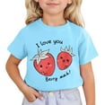 thumbnail image 1 of Hauts d'Été pour Enfants Filles Imprimés Fraises Mignons Manches Courtes Col Rond T-Shirt Décontracté Respirant Bleu Ciel 12-13 Ans, 1 of 4