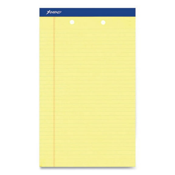 Perforated Writing Pads, Wide/Legal Rule, (50) Canary-Yellow 8.5 x 14 Sheets, Dozen | Bundle of 2