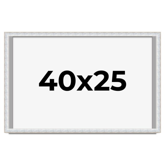 40x25 Shadow Box Frame Silver | 1.625 Inches Deep Real Wood Contemporary Shadowbox Display Frame |