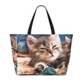 thumbnail image 2 of Daiia Playful Cat Beach Travel Bag - Water-Resistant Beach Bag, Lightweight Tote with 7 Pockets for Women and Men - Gym,Pool,Camping,Reusable Grocery Bag, 2 of 7