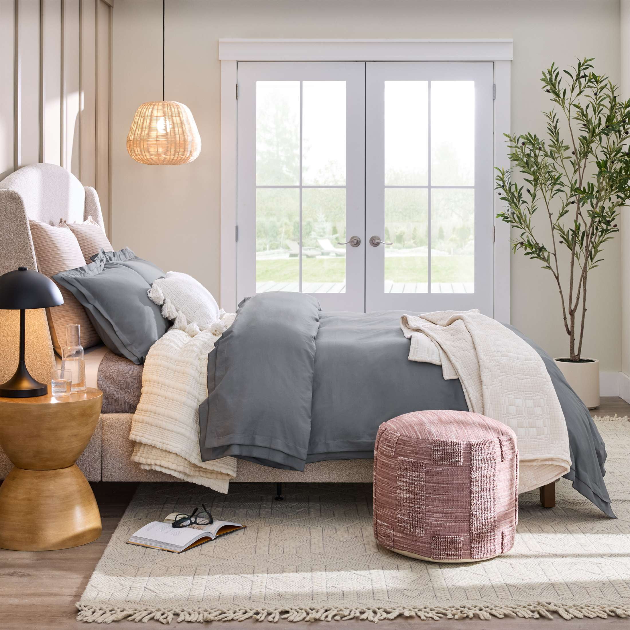 Better Homes & Gardens 3-Piece Grey Flannel Cotton Percale Duvet Cover Set, King
