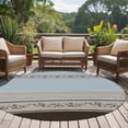 thumbnail image 4 of Aqua Floral Round Area Rug 7Ft Washable Circle Rugs for Dorm Laundry Room, Modern Farmhouse Leaves Brown Striped Non-Slip Carpet Floor Mats Indoor Outdoor Carpet Runner Aesthetic Home Decor, 4 of 8