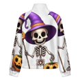 thumbnail image 6 of Jackets for Women Winter Coat Jackets Flannel Stand Collar Jacket(Cartoon Halloween Skeleton with Pumpkin, Bat,Size:S-4XL), 6 of 7
