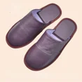 thumbnail image 3 of Zapatos de interior de otoño e invierno, zapatillas para hombre y mujer, chanclas concisas de color azul marino, Zapatillas de casa de cuero simples para hombre de talla grande 46, 3 of 5