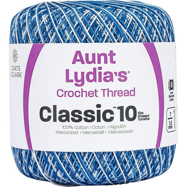 Fil de Crochet Classique de Tante Lydia 10 Nuances de Bleu