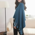 thumbnail image 6 of LEKODE Ponchos for Women Winter Ponchos for Women Warm Shawl Wraps for Women Ladies Scarves Womens Cape Womens Shawls Womens Poncho Blue One Size, 6 of 7