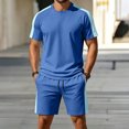 thumbnail image 2 of hotojiny Mens Short Sets 2 Piece Outfits Casual Summer Tracksuits Fashion Short Sleeve T Shirt and Shorts Set Sweatsuit(Light Blue,Medium), 2 of 7