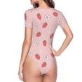 thumbnail image 4 of Naloa Floral Strawberr Women's Short-Sleeved Onesie, One-Piece Swimsuit for Parties, dates, clubs - Large, 4 of 9