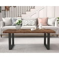 thumbnail image 4 of Rustic Living Room Table, Simple Industrial Rectangle Coffee Table, Modern Minimalist Farmhouse Wooden Center Table, Wood and Metal Vintage Coffee Table for Bedroom Office, Rustic Brown, 47 Inch, 4 of 13