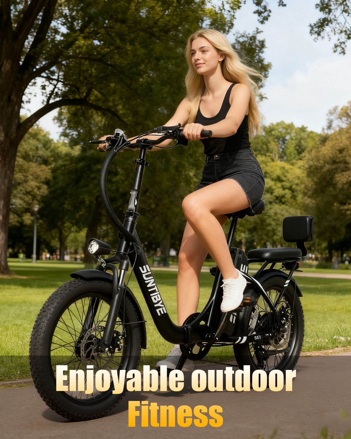 SE1 Folding Electric Bike 1000W 48V 15Ah, 20"x3.0" Commuter Ebike with Passenger Seat UL2849
