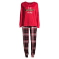 thumbnail image 4 of Secret Treasures Long Sleeve Round Neck Graphic Print Plaid Pajamas (Women's or Women's Plus) 2 Piece Set, 4 of 7