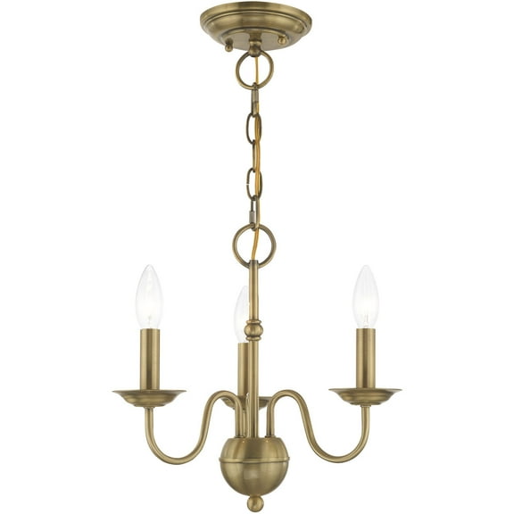 3 Light Antique Brass Mini Chandelier with Steel base material