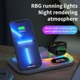 thumbnail image 2 of Cargador de teléfono inalámbrico Pad antideslizante QC / PD Reloj Estación de carga USB Iluminación RGB Soporte de viaje portátil para oficina Negro Inevent EL005085-01B, 2 of 7