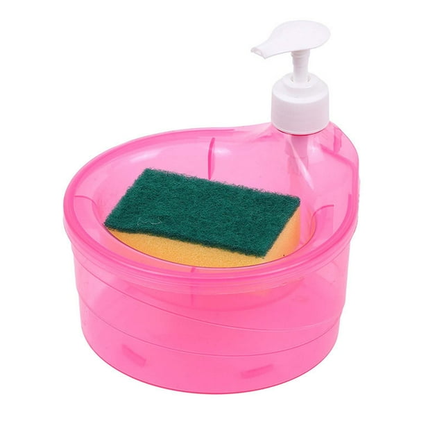 Ltdhehe Soap Dispenser Bowl 2 In 1 Dish Soap Dispenser For Kitchen Dishwashing Soap Dispenser Counter Dish Washing Soap Dispenser With Sponge Space Saving Hand Soap Dispenser