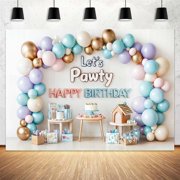 Dog Birthday Backdrop,Lets Pawty Birthday Decorations,Puppy Dogs Cats Boys Girls Happy Birthday Photography Background Photo Booth,Pets Themed Party Supplies-5x3FT
