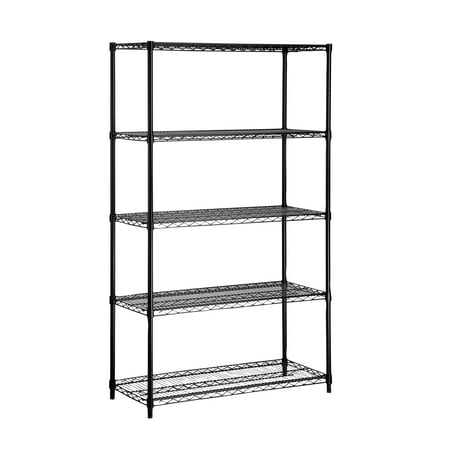 Honey-Can-Do 5-Tier Heavy-Duty Adjustable Shelving Unit With 800-lb Per Shelf Capacity, Black,Shelves & Shelf Units Black,Steel